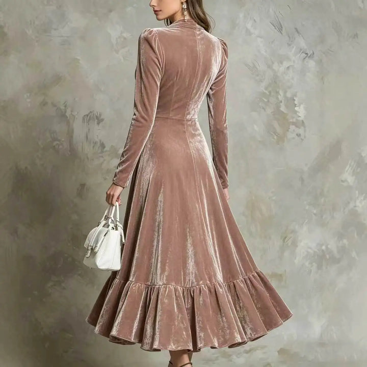 Rosalind Button Front Velvet Dress