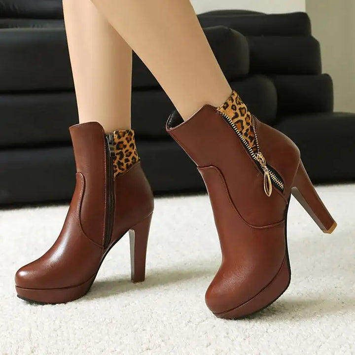 Marisole Leopard Panel Ankle Boots