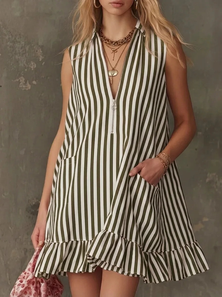 Jade Flowy Ruffle Hem Mini Dress
