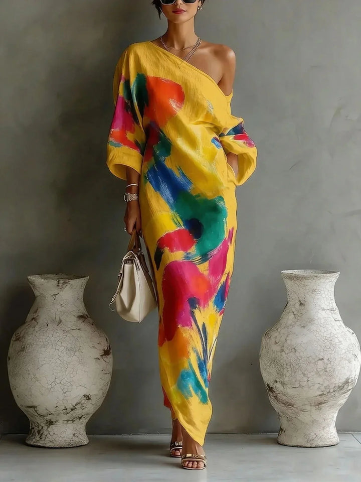 Arya One Shoulder Bohemian Maxi Dress