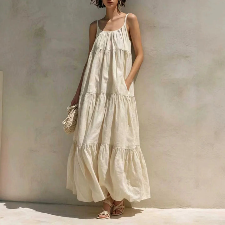 Solennea Tiered Linen Maxi Dress