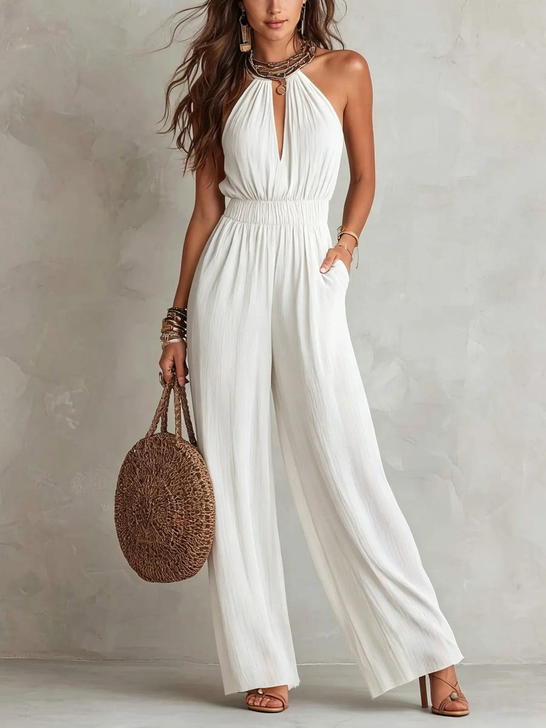Avelisse Halter Wide Leg Jumpsuit