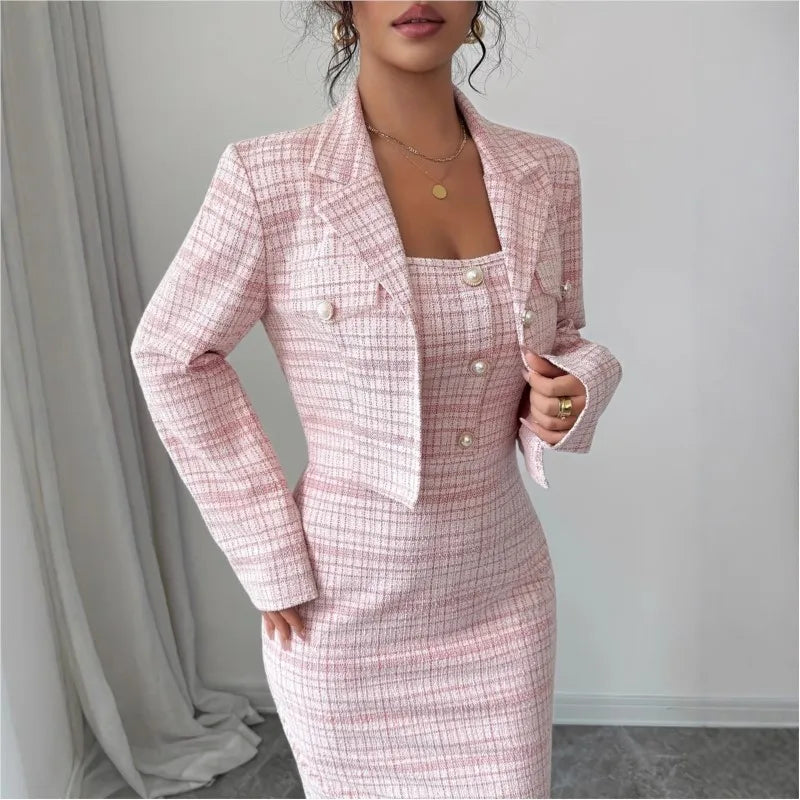 Adelisa Pearl Button Sheath Dress Set