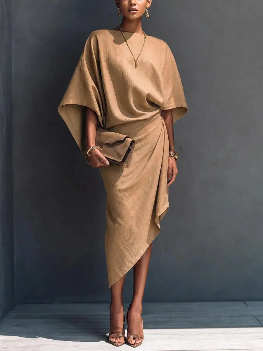 Zephira Batwing Sleeve Midi Dress