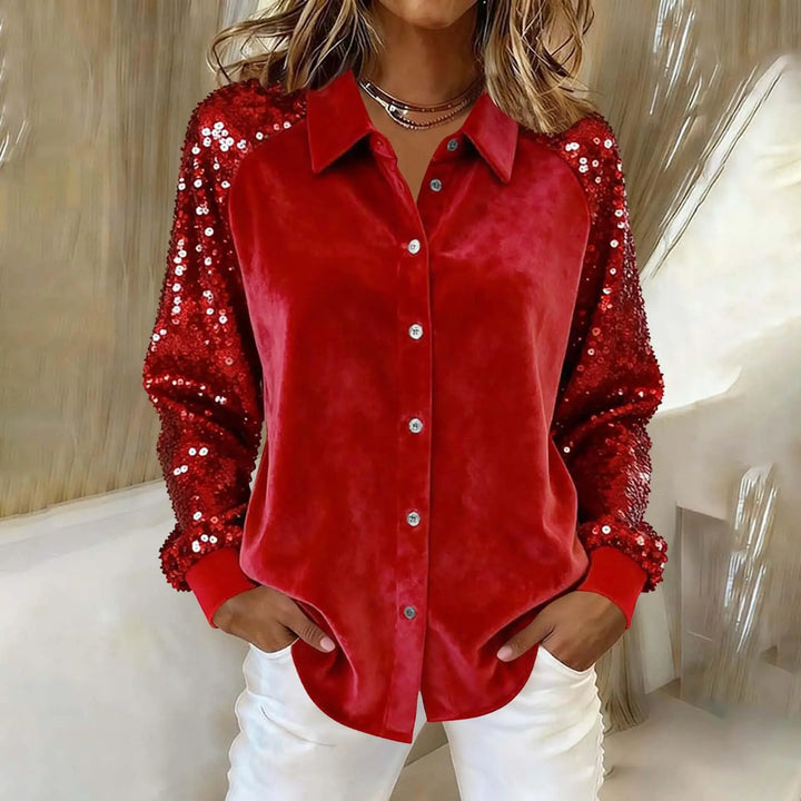 Marcelline Sequin Sleeve Blouse