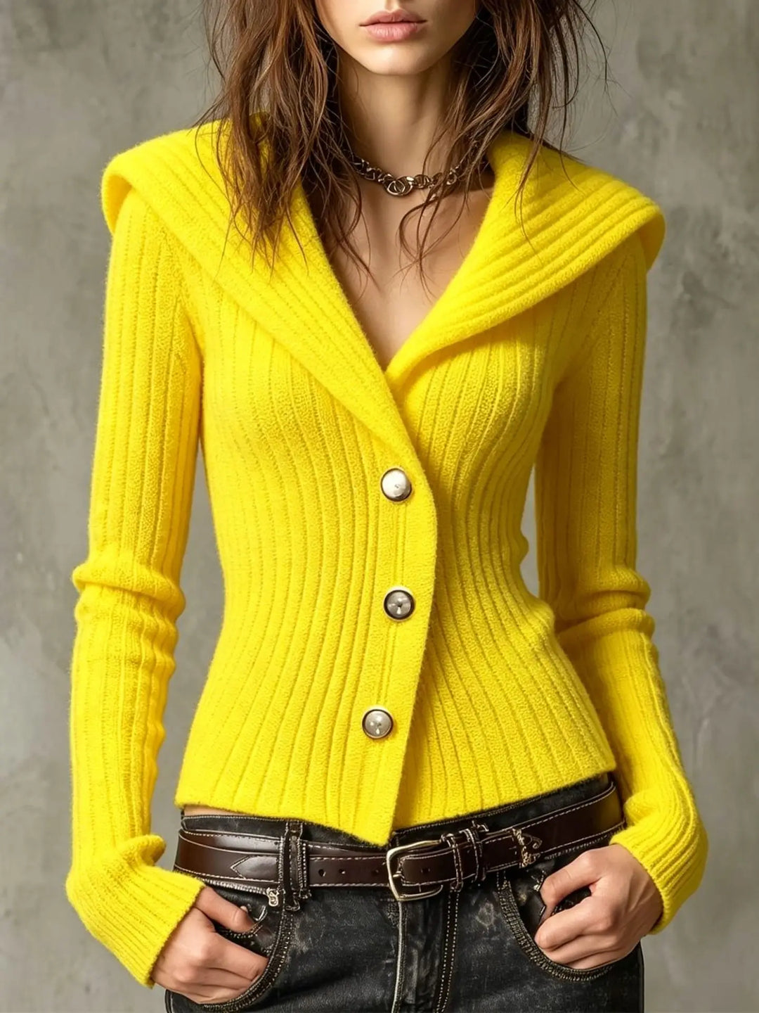 Angela Ribbed Button Cardigan