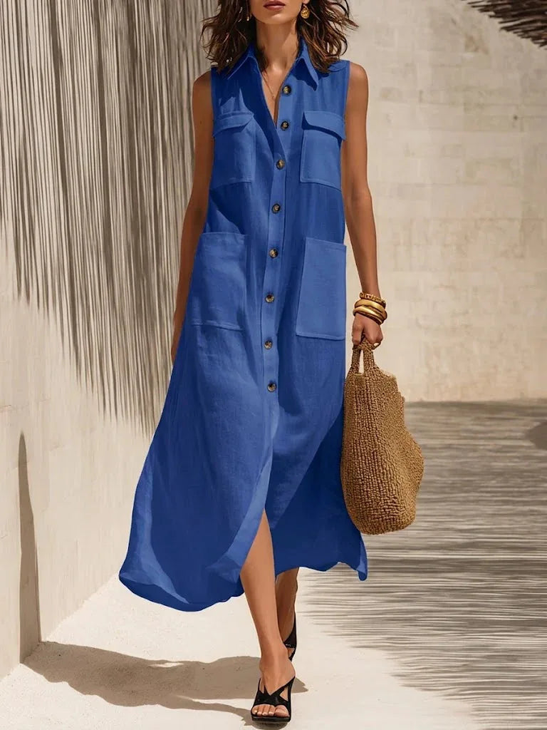 Aelina Casual Pocket Maxi Dress