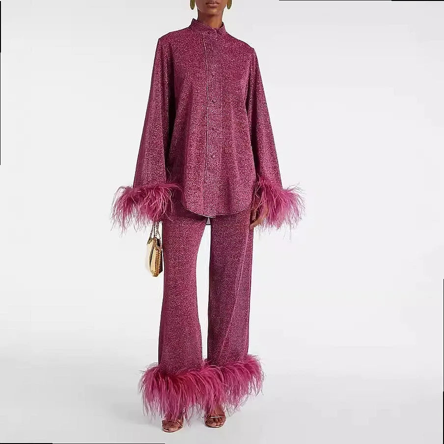 Dana Feather Trim Matching Set