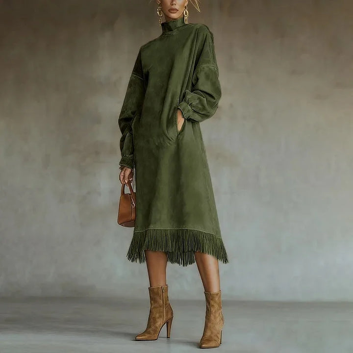 Thalia Tassel Mock Neck Dress