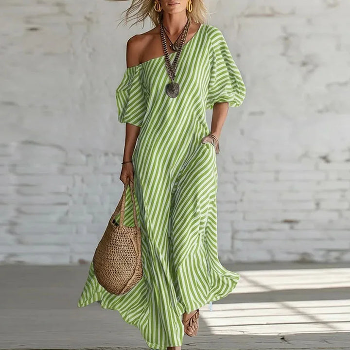 Camelia One Shoulder Puff Sleeve Dress