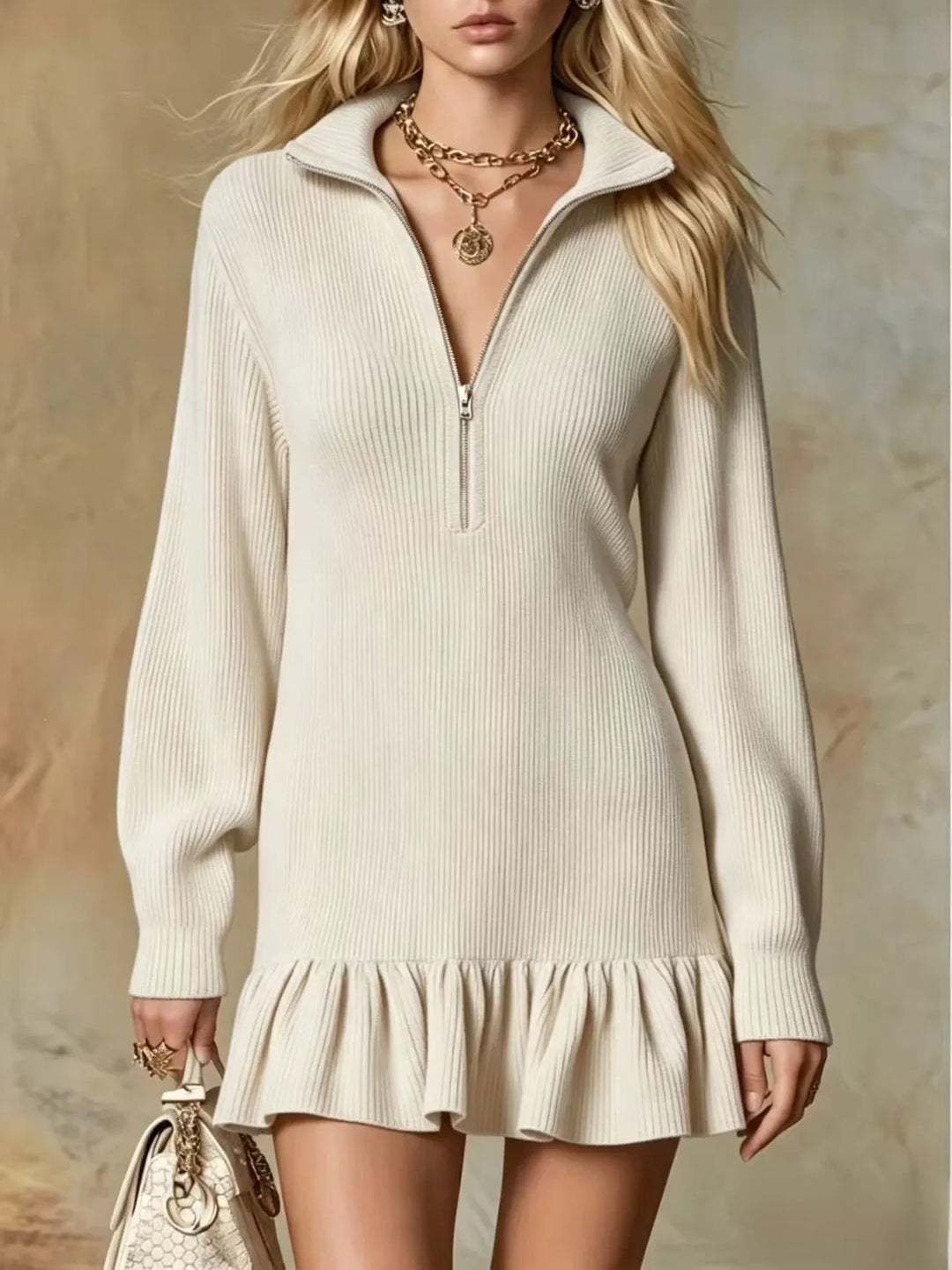 Lorena Half Zip Knit Mini Dress