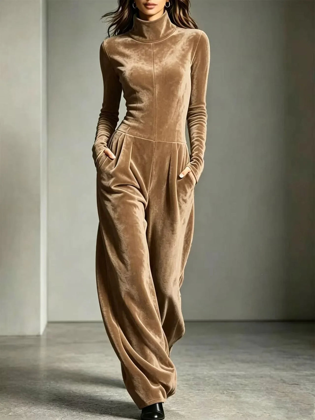 Aurelia Velvet High Neck Jumpsuit