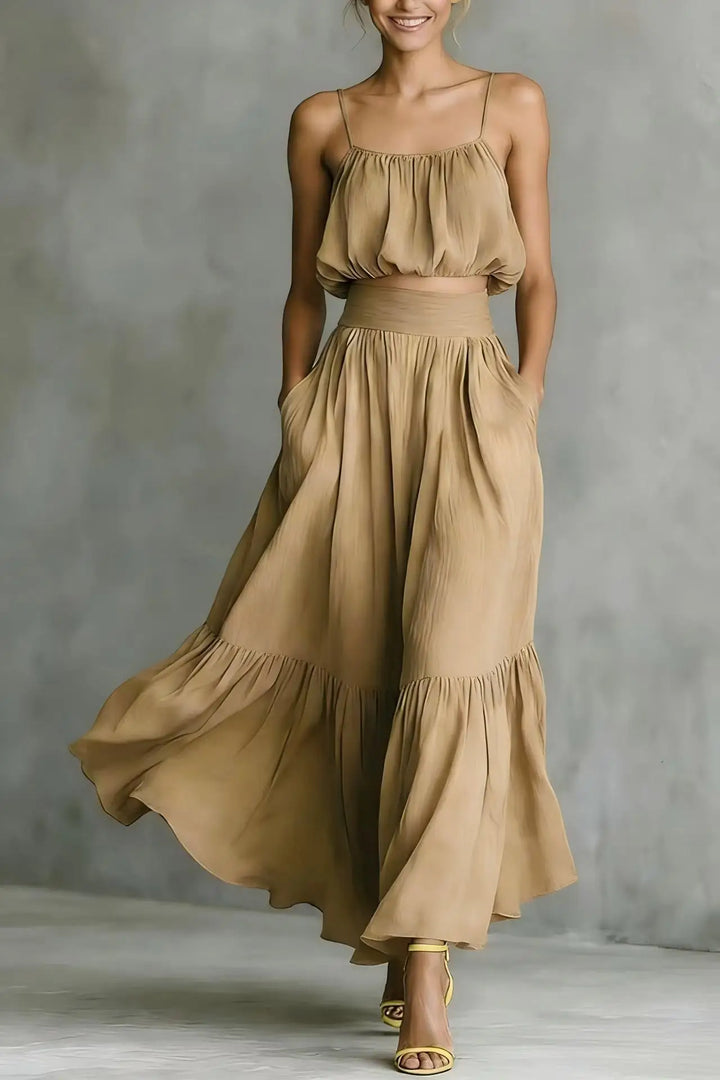 Fiona Flowy Crop Top Skirt Set