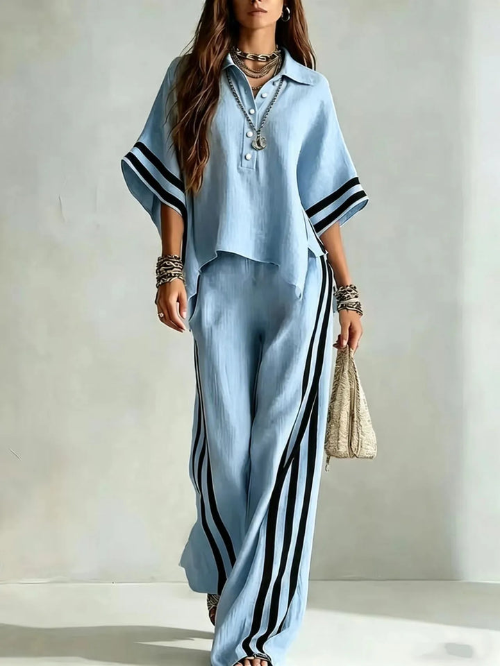 Ferona Striped Wide Leg Pant Set