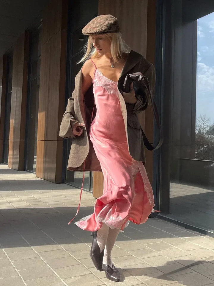 Alessine Satin Lace Maxi Dress