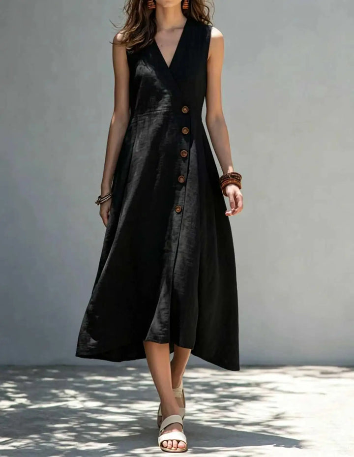Oriana Asymmetrical Button Maxi Dress