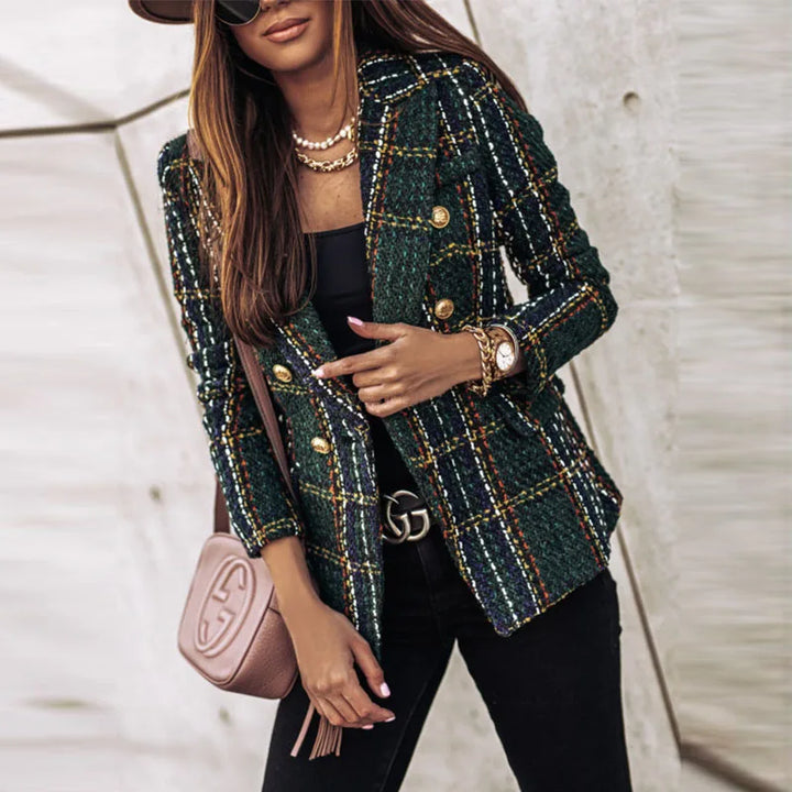 Corinne Double Breasted Plaid Blazer