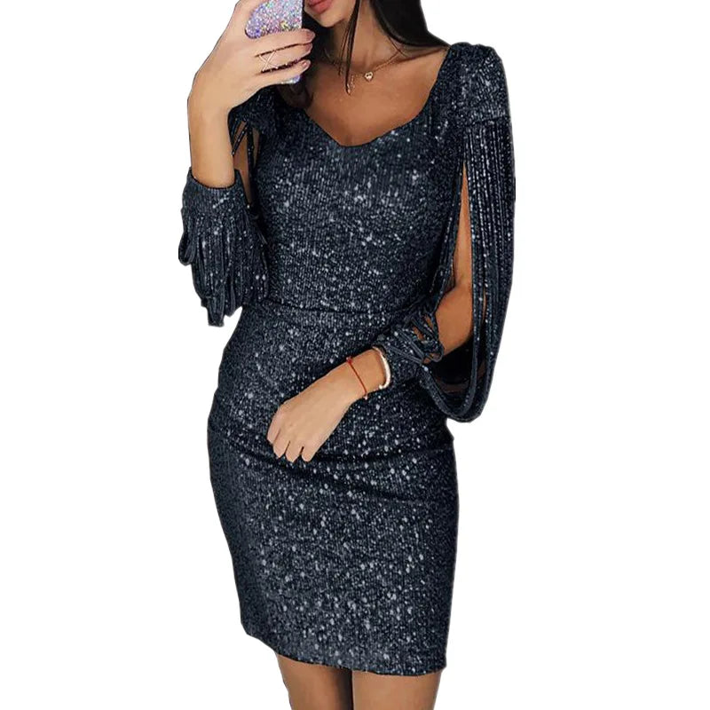 Isoria Sequin Cocktail Mini Dress