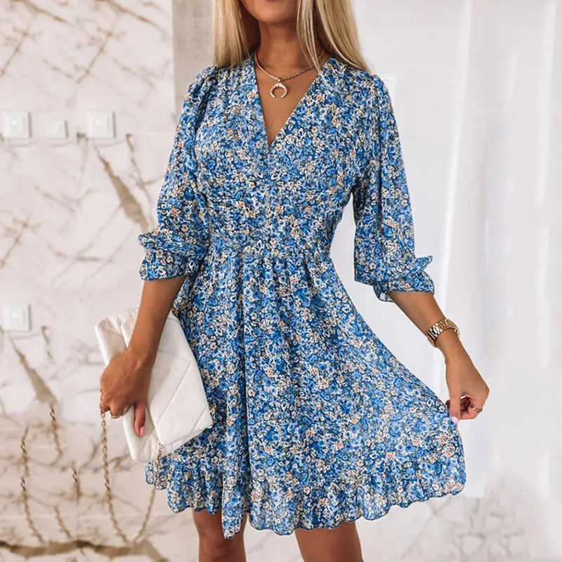 Serena Boho Floral Mini Dress