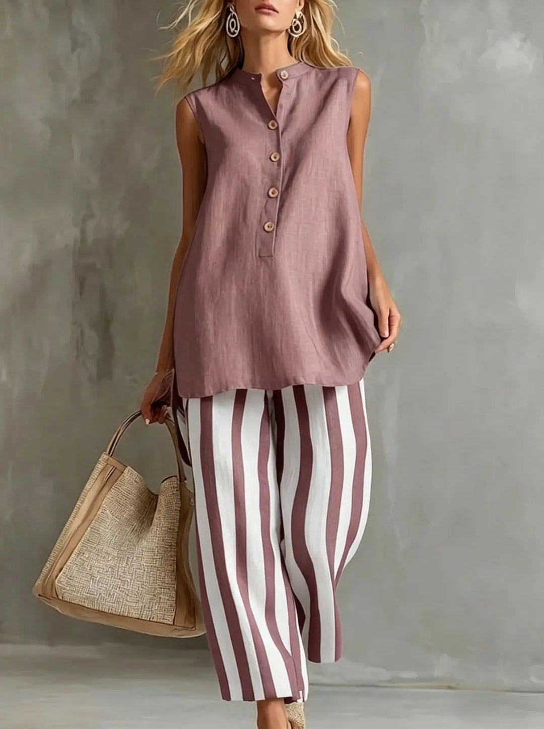 Geneva Striped Wide Leg Set
