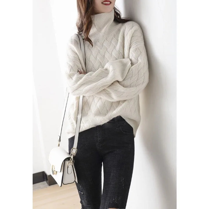 Iris Basketweave Turtleneck Sweater