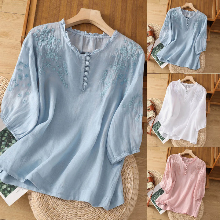 Fiorenza Floral Button-Front Blouse