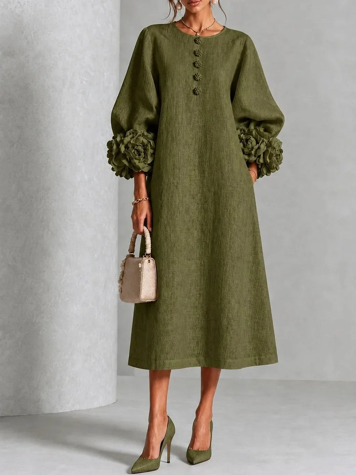 Celestine Lantern Sleeve Midi Dress