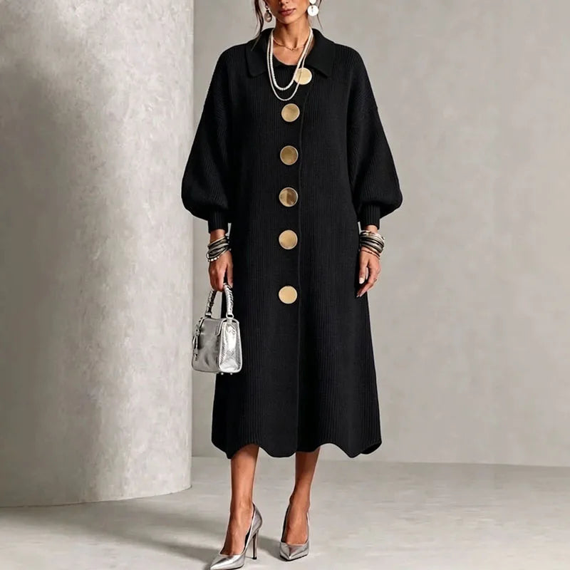 Adalira Button Front Sweater Dress