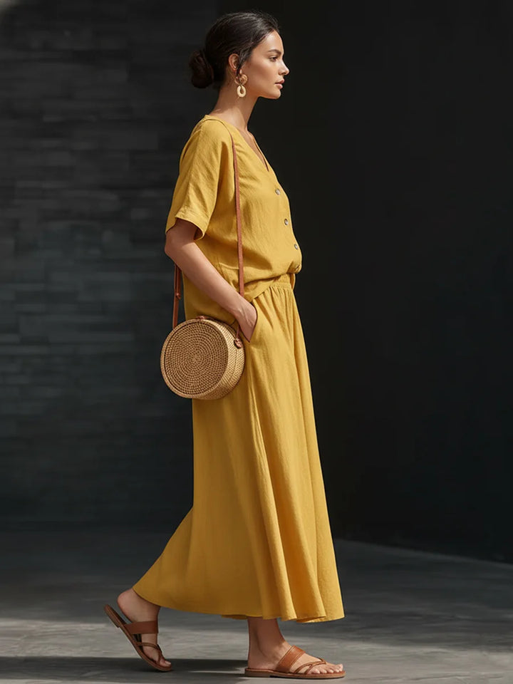Azaria Button Front Skirt Set