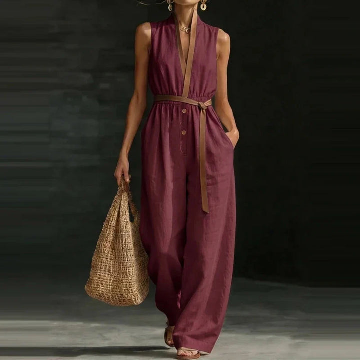 Minerva V Neck Wide Leg Jumpsuit