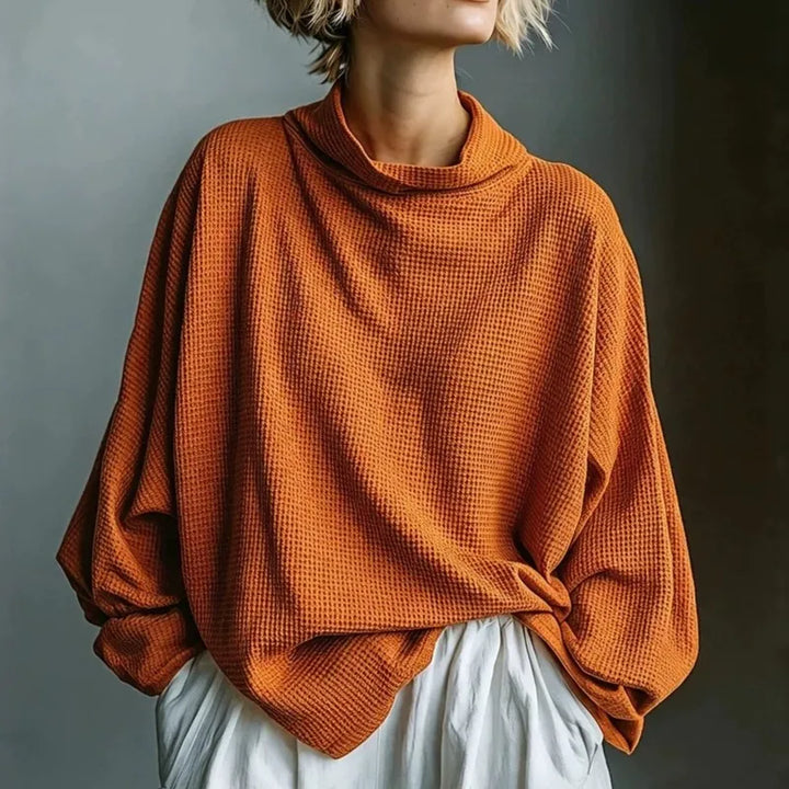 Genevieve Waffle Knit Funnel Top