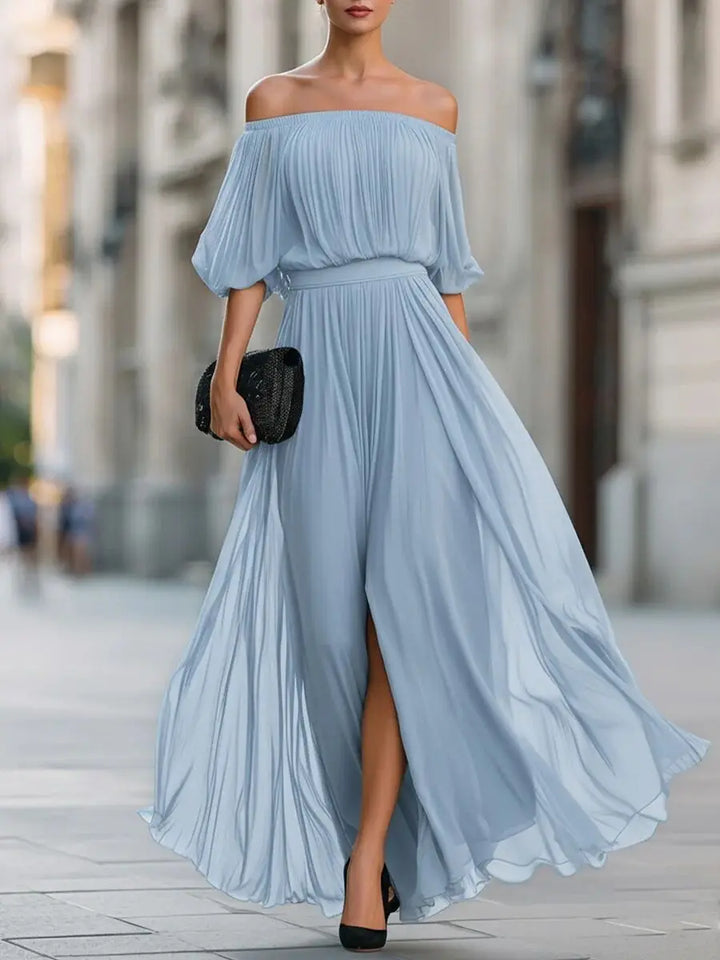 Aviora Elegant Flowy Off Shoulder Maxi Dress
