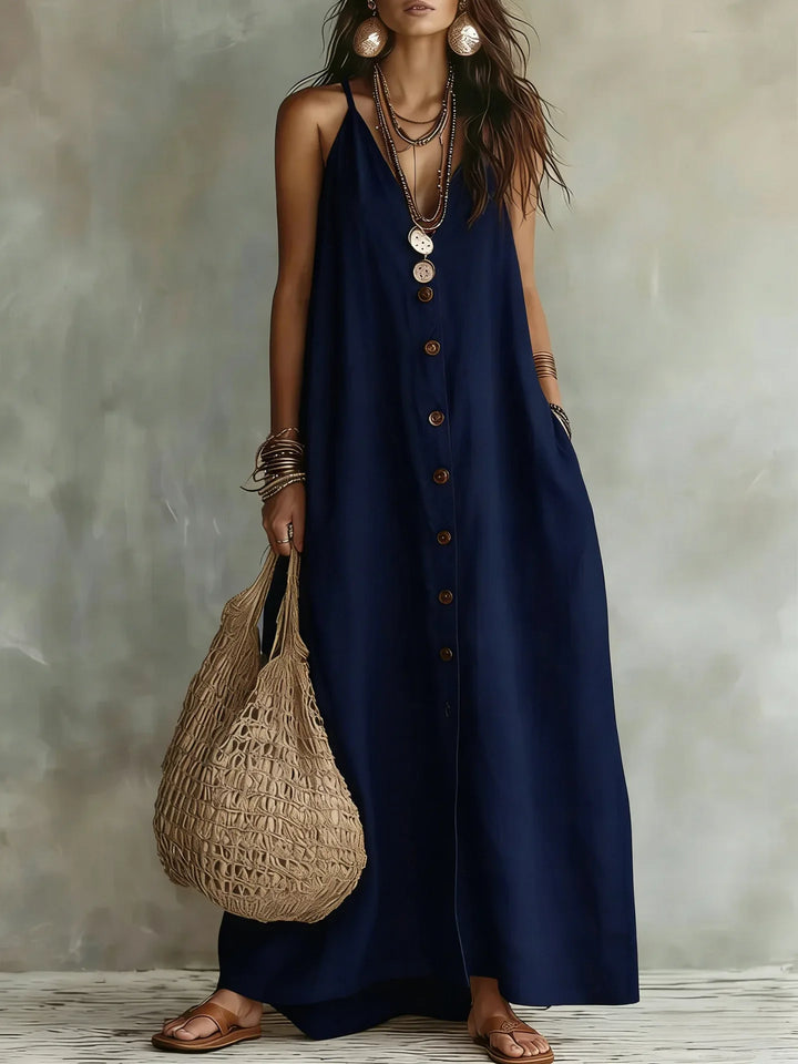 Vesna Breathable Sleeveless Linen Maxi Dress