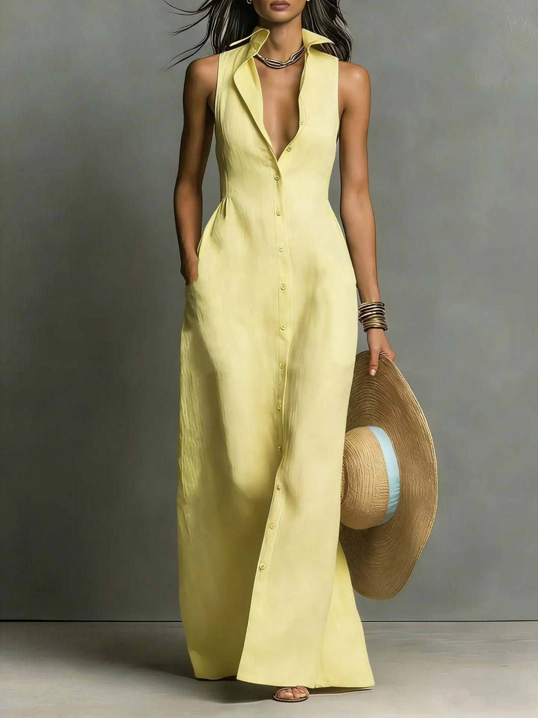 Andrea Elegant Lapel Shirt Dress