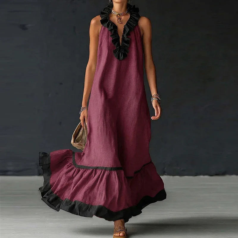 Amoura Ruffle Trim Maxi Dress