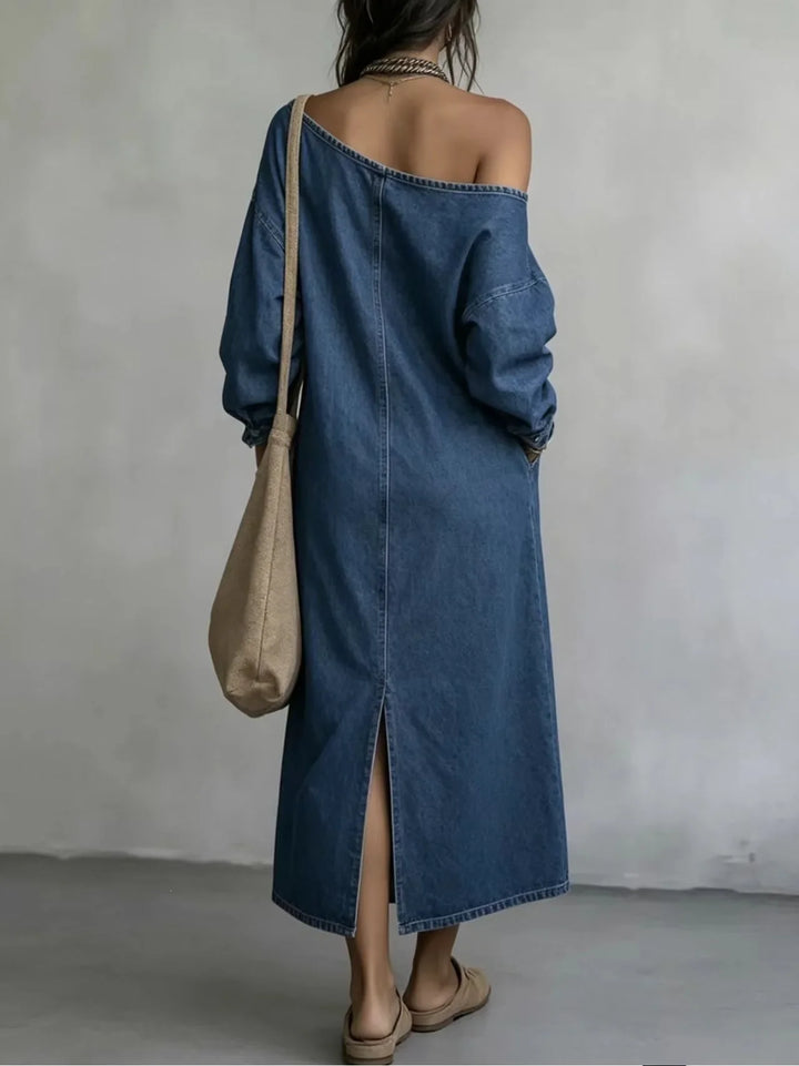 Delphine Off Shoulder Denim Dress