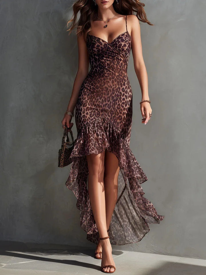 Tessa Leopard Print Chiffon Midi Dress