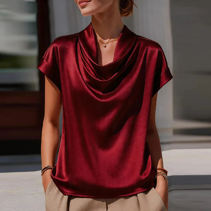 Orelina Draped Cowl Neck Blouse