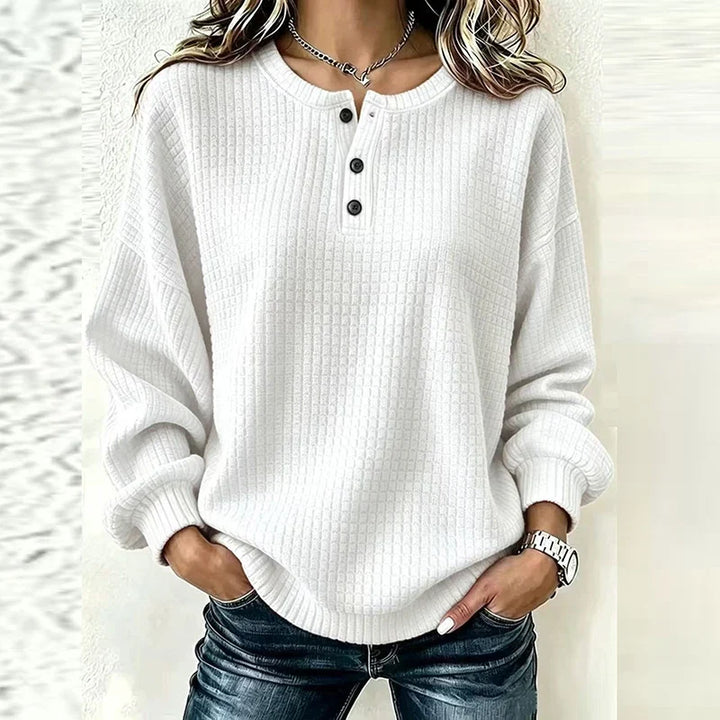 Adaline Waffle Knit Henley Blouse