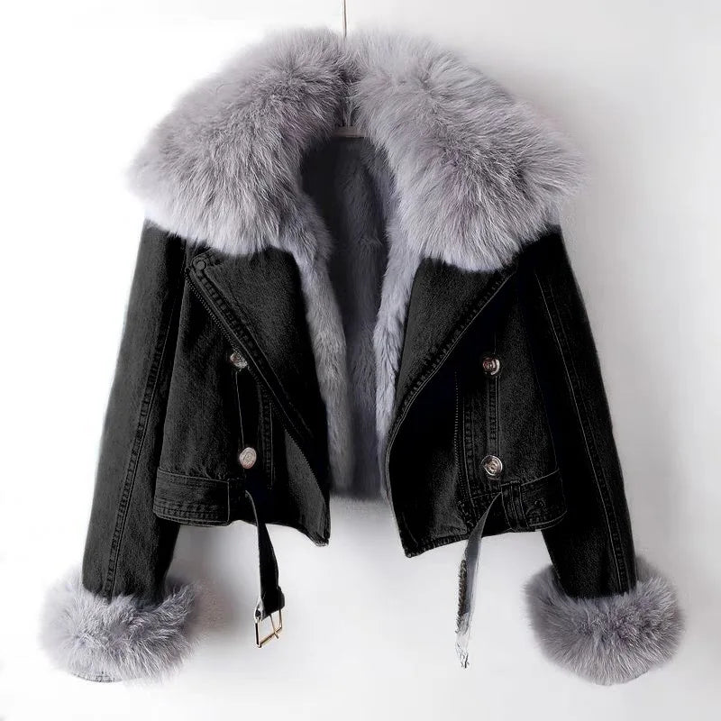 Valeria Faux Fur Denim Jacket