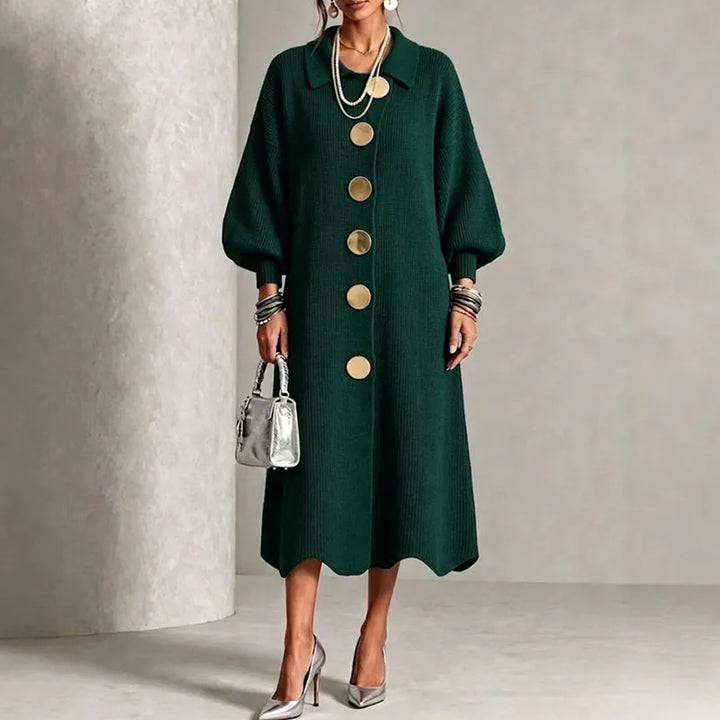 Adalira Button Front Sweater Dress