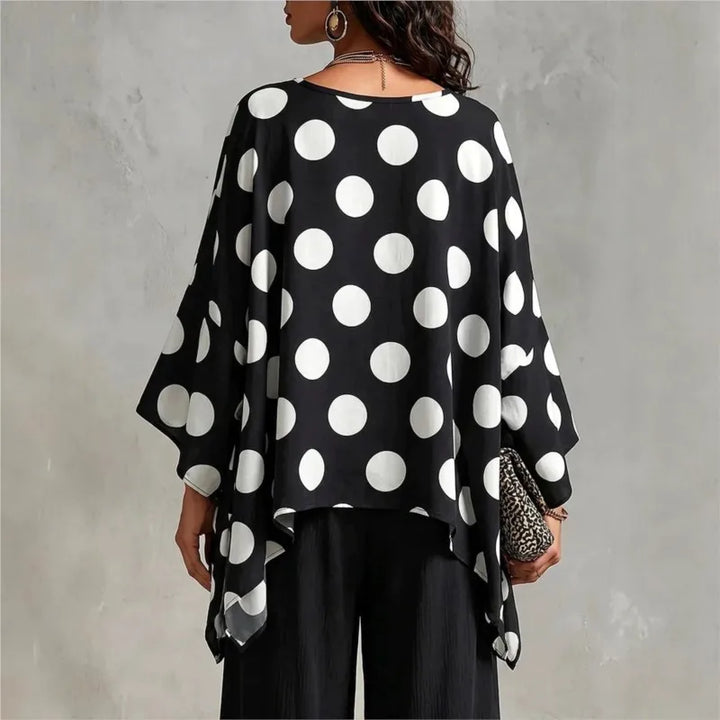 Helena Asymmetrical Polka Dot Blouse