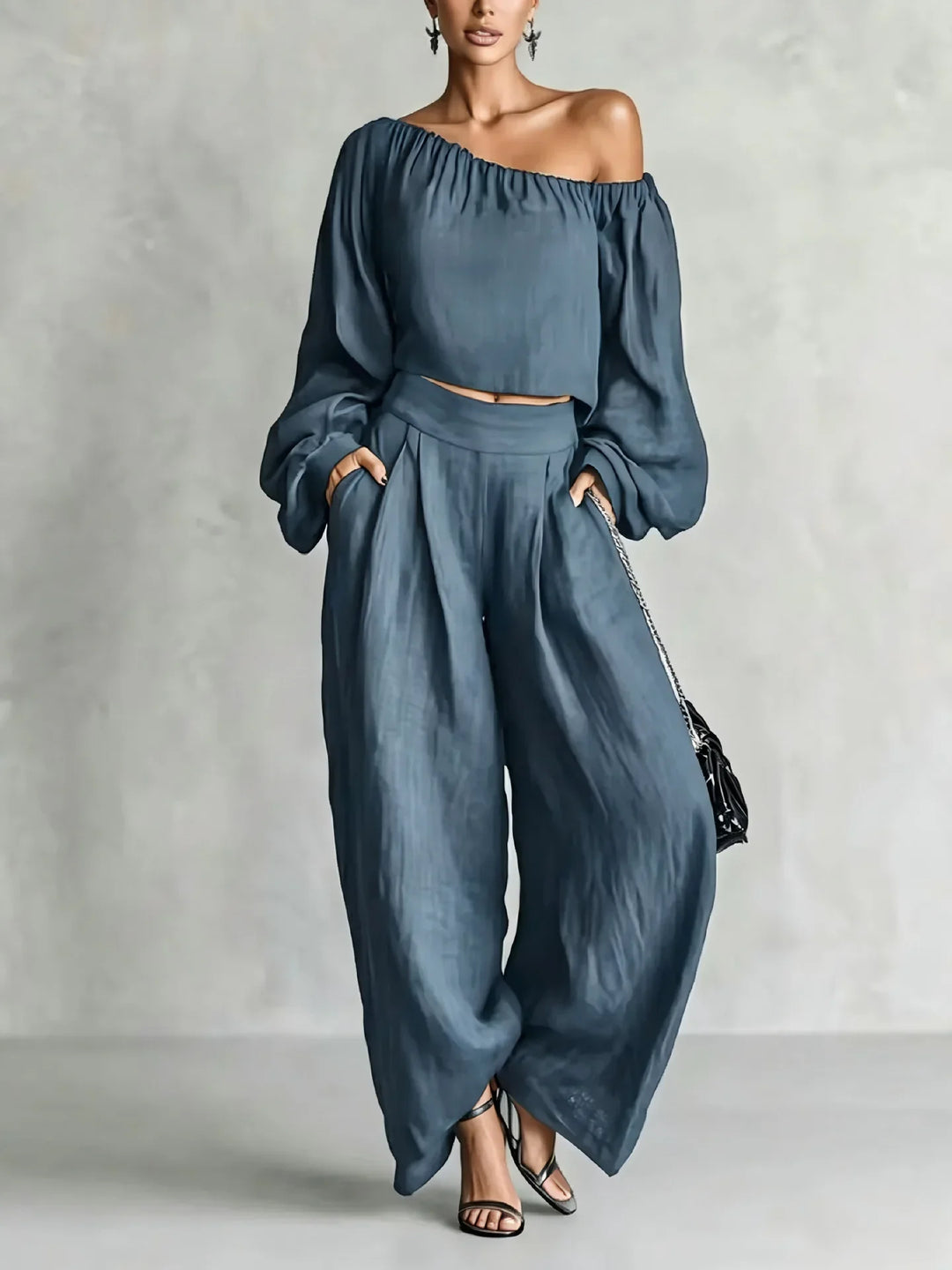 Evelisse Off Shoulder Trouser Set
