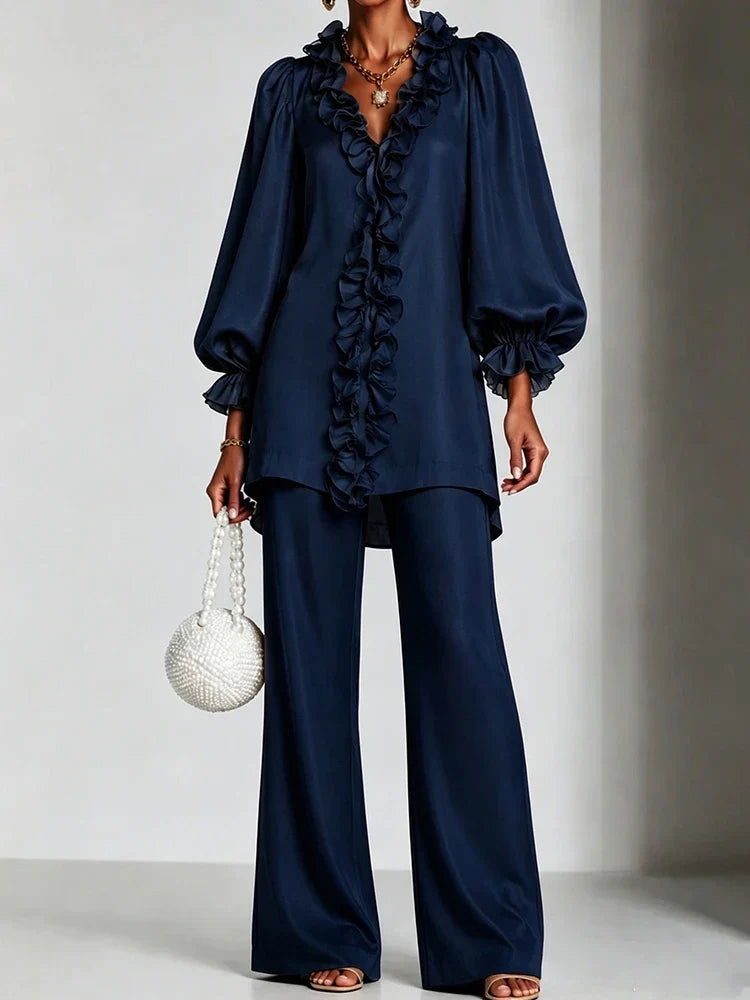 Juniper Ruffle V-Neck Set