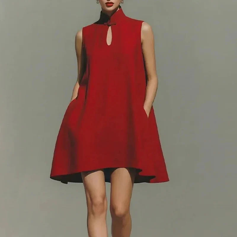Tamar Pocket Detail High Neck Mini Dress