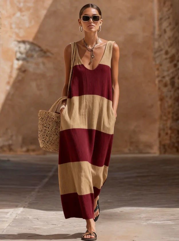 Courtney Striped Flowy Vacation Dress