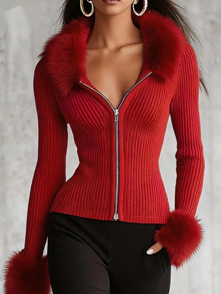 Vesper Faux Fur Zip Cardigan