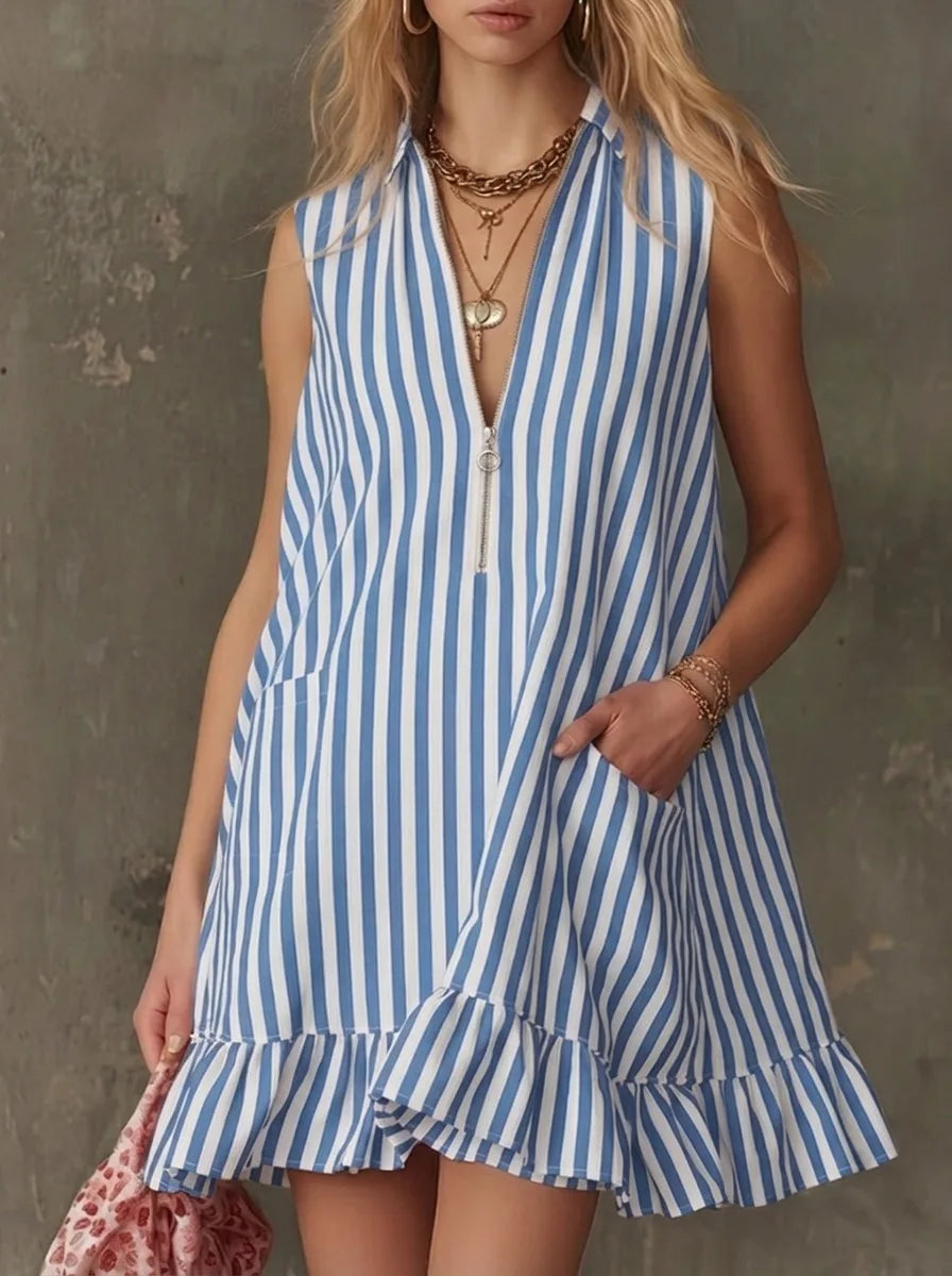 Jade Flowy Ruffle Hem Mini Dress