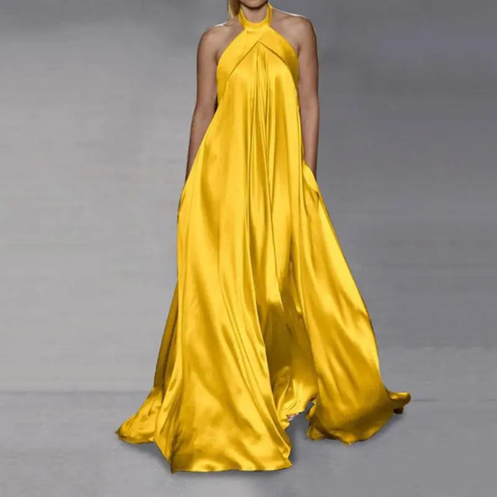 Belora Satin Halter Maxi Dress