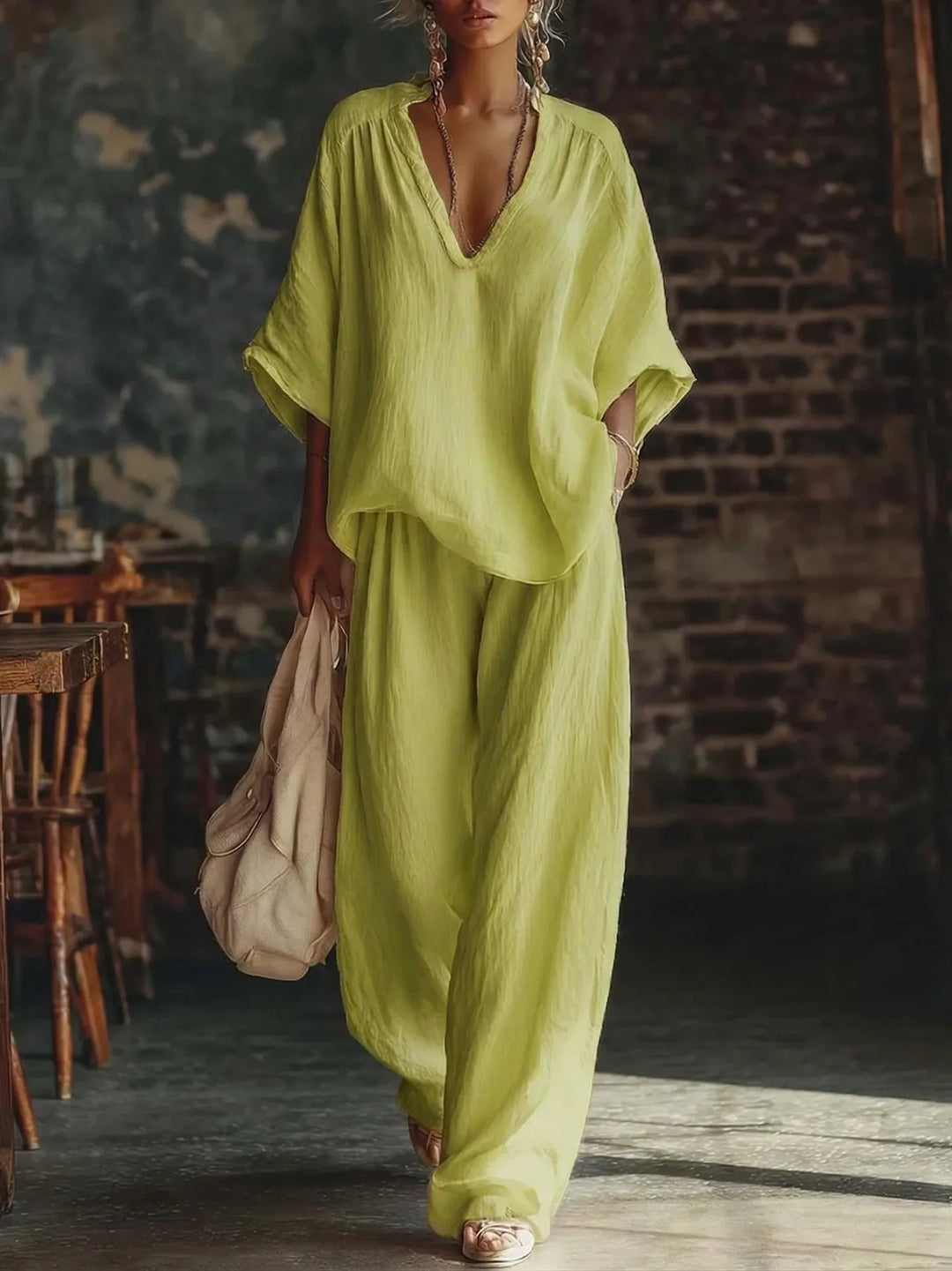 Cathy Relaxed Wide Leg Pant Set